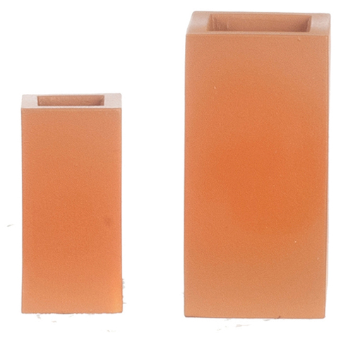 Dollhouse Miniature Resin Tall Block Planters Set/2Pc